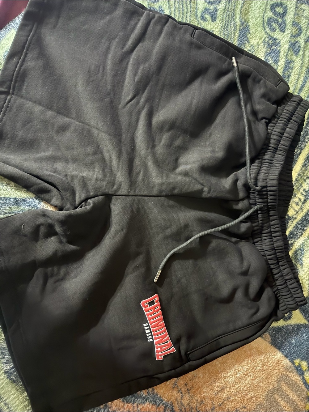 Criminal Damage Black Logo Fleece Shorts - Black